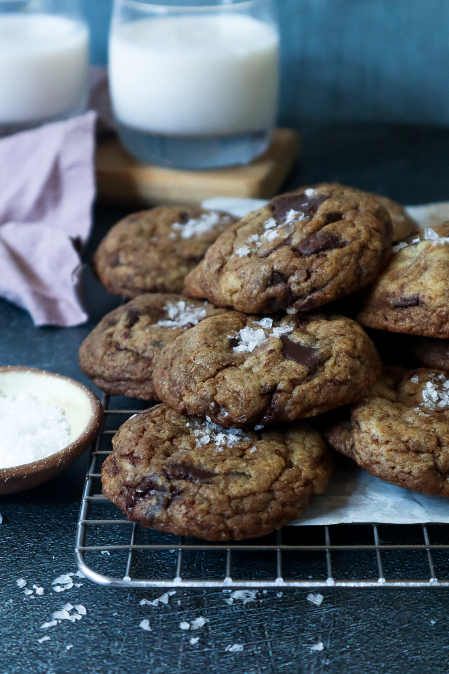 Vegan Salted Dark Chocolate Chip Cookie - The Earth Kitchen