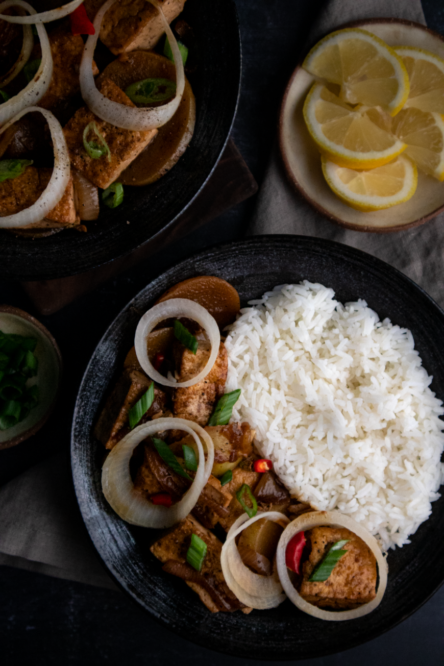 Vegan Tofu Bistek Tagalog (Filipino "Beef" Steak) - The Earth Kitchen