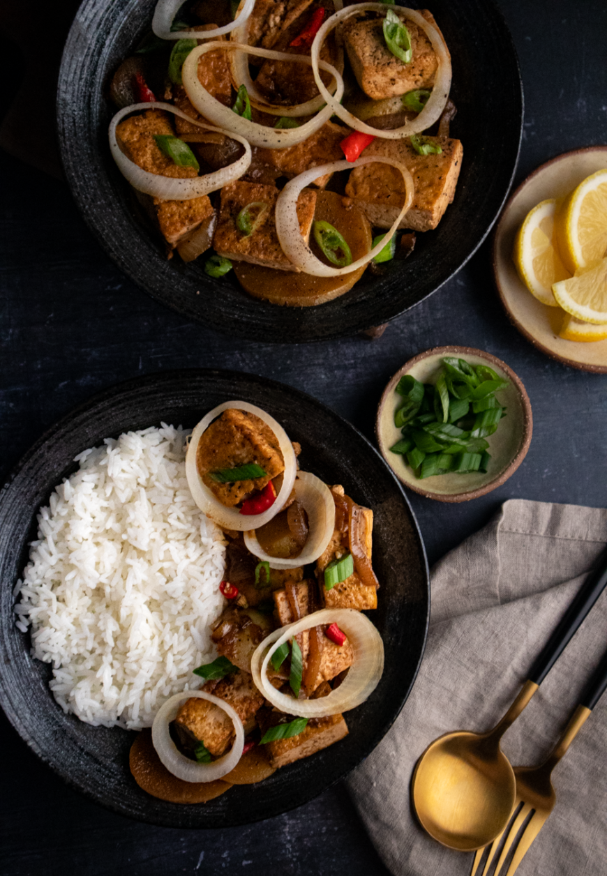 Vegan Tofu Bistek Tagalog (Filipino "Beef" Steak) - The Earth Kitchen